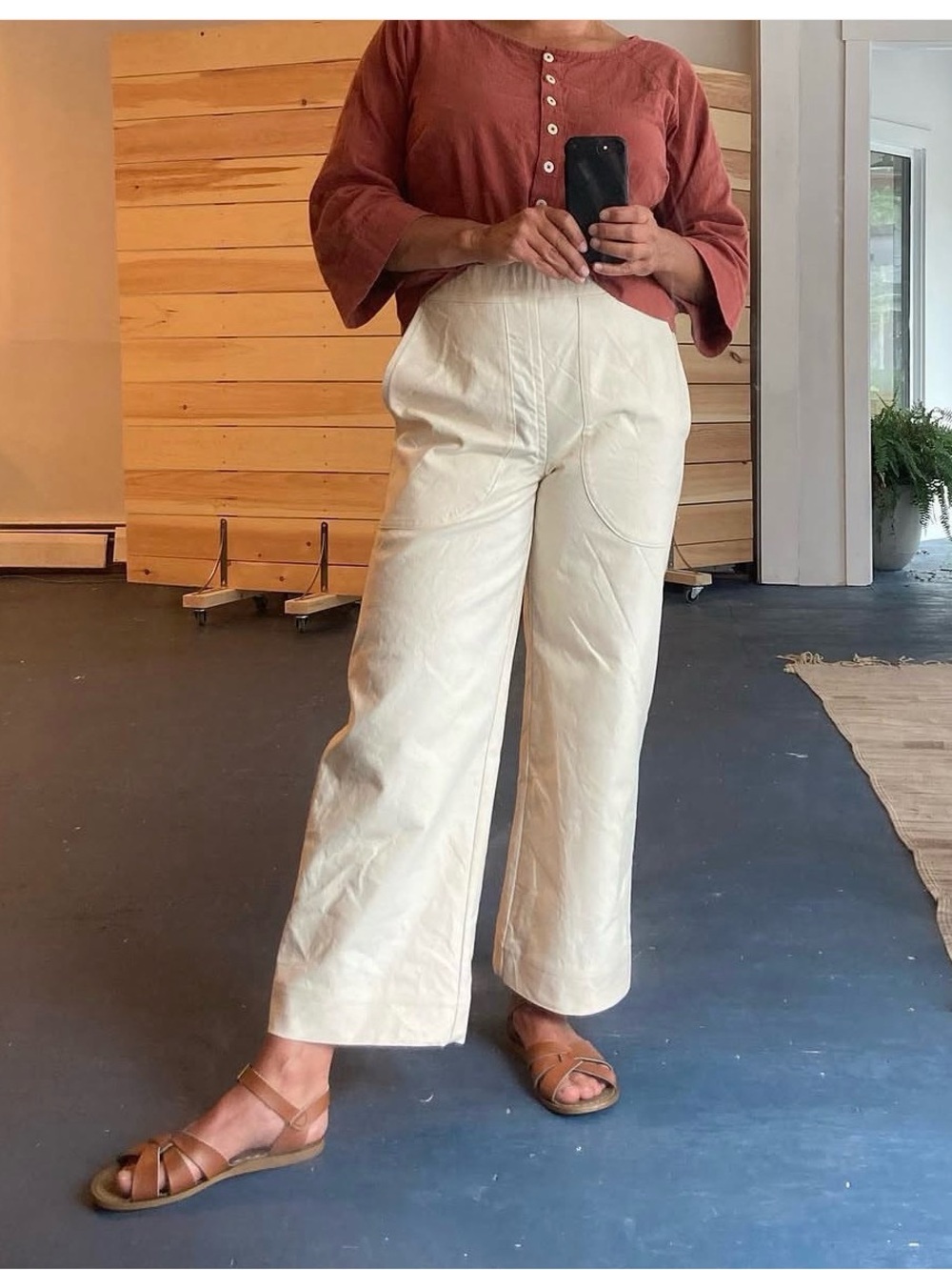 Brigid High-Rise Cream Wide-Leg Utility Pants
